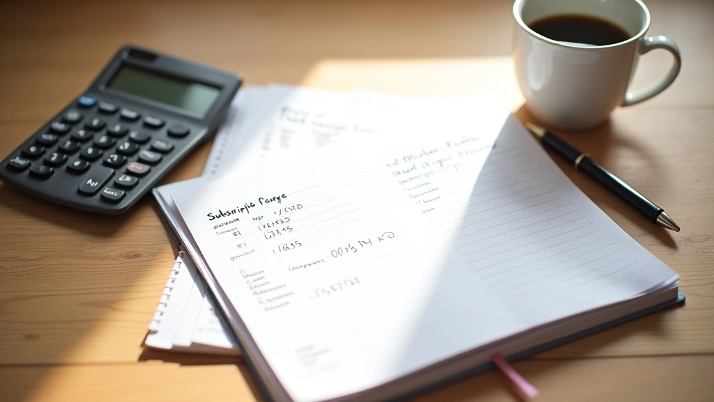 Tabla de gastos recurrentes anotada en un cuaderno sobre escritorio